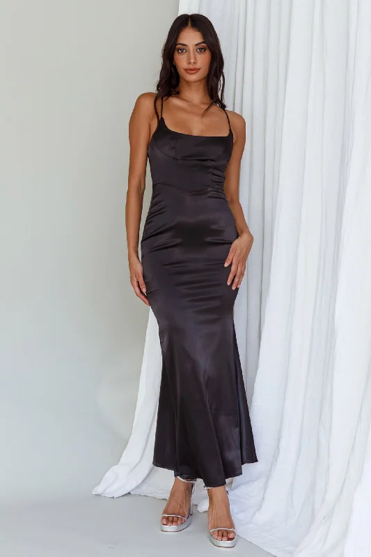 Moon Rising Mermaid Maxi Dress Black