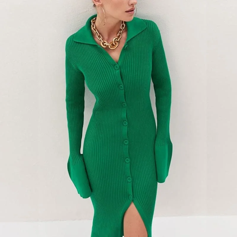 DressBetty - Knitted Sexy V Neck Dress Sweater